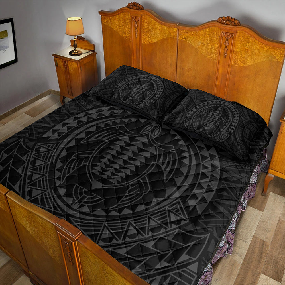 Hawaii Quilt Bed Set Kakau Honu Arc Polynesian Gray