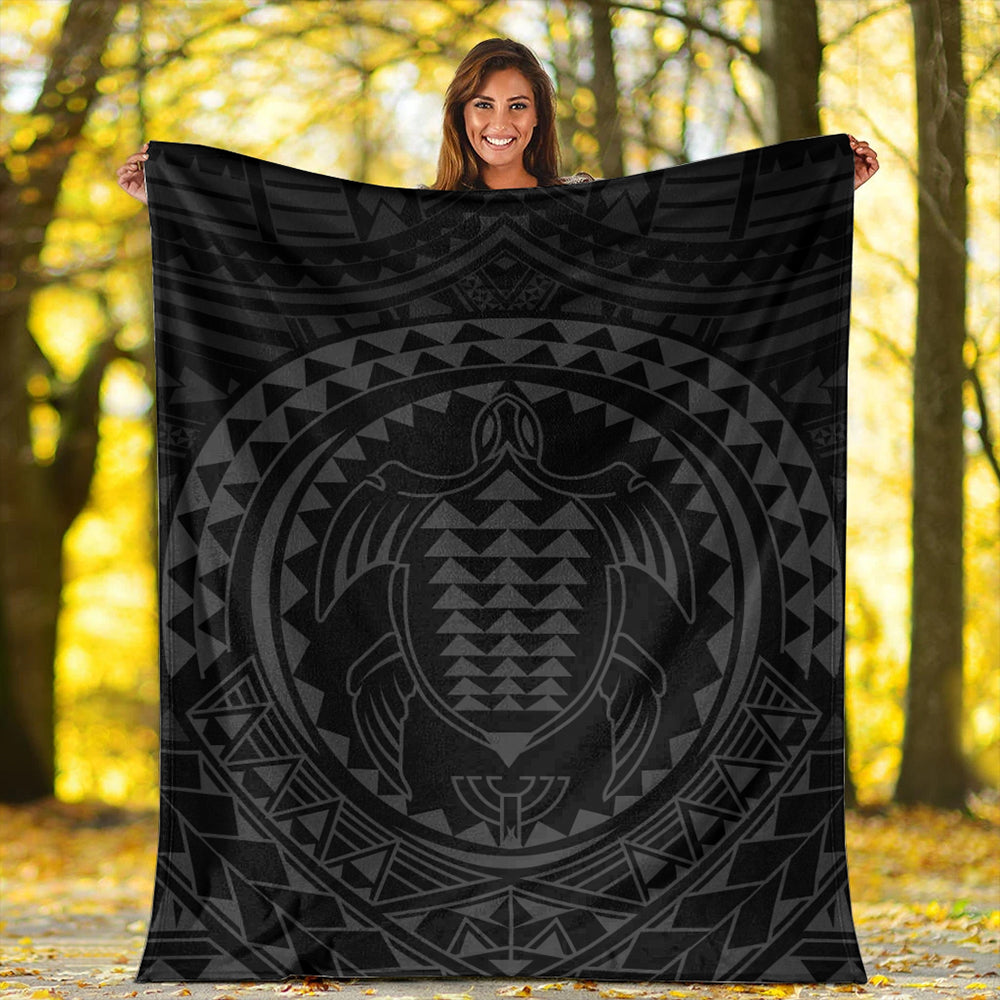 Hawaii Premium Blanket Kakau Honu Arc Polynesian Gray
