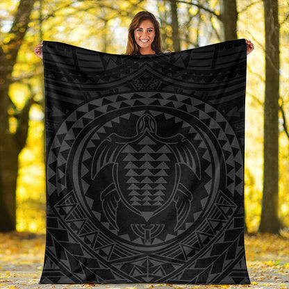 Hawaii Premium Blanket Kakau Honu Arc Polynesian Gray