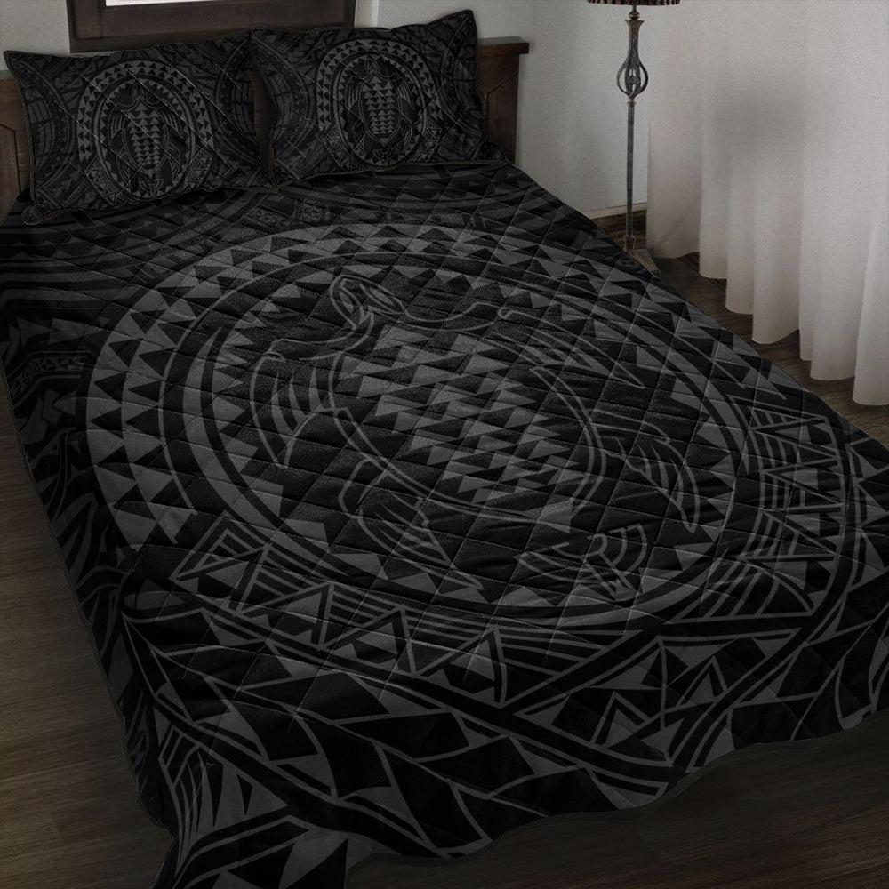 Hawaii Quilt Bed Set Kakau Honu Arc Polynesian Gray