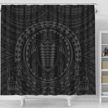 Hawaii Shower Curtain Kakau Honu Arc Polynesian Gray