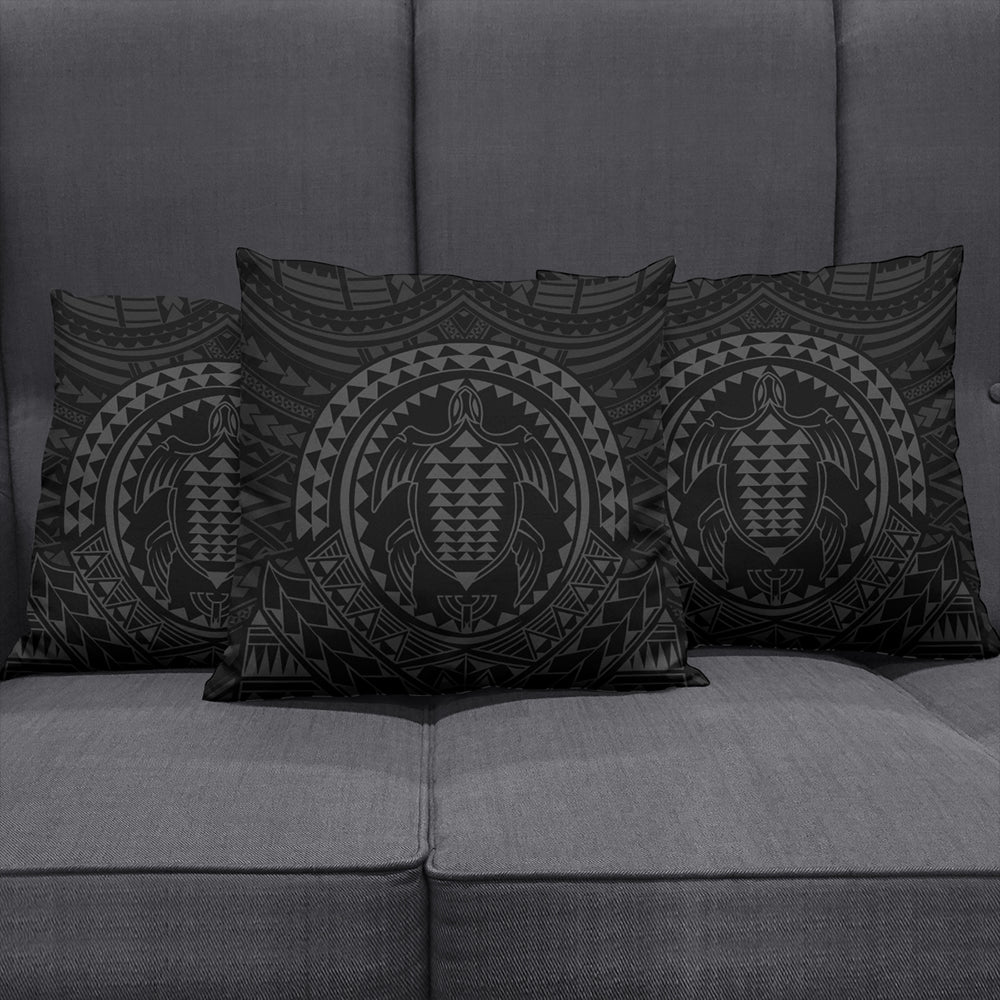 Hawaii Pillow Cover Kakau Honu Arc Polynesian Gray