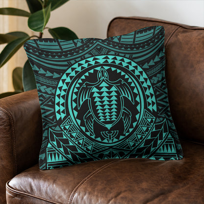 Hawaii Pillow Cover Kakau Honu Arc Polynesian Turquoise