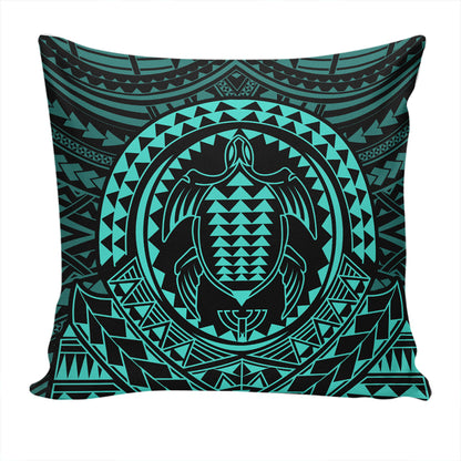 Hawaii Pillow Cover Kakau Honu Arc Polynesian Turquoise
