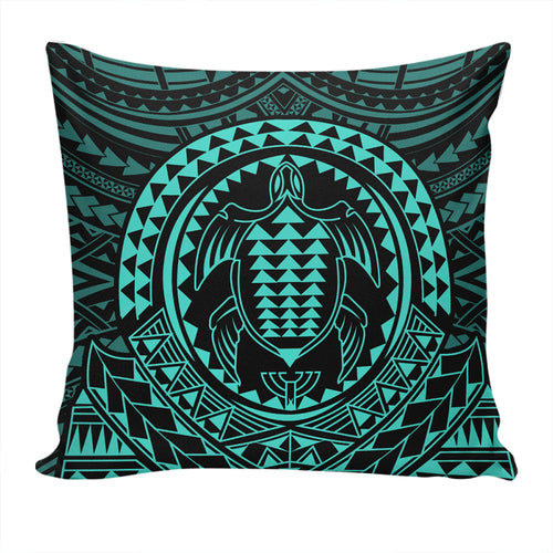 Hawaii Pillow Cover Kakau Honu Arc Polynesian Turquoise