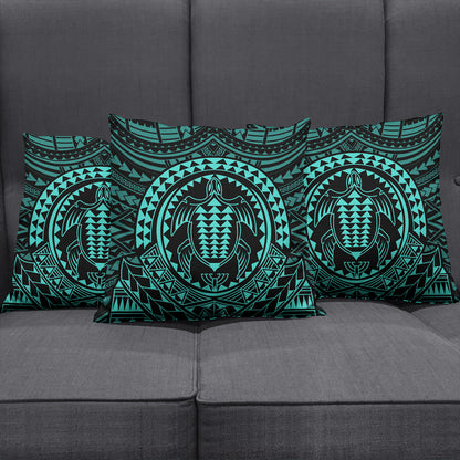 Hawaii Pillow Cover Kakau Honu Arc Polynesian Turquoise