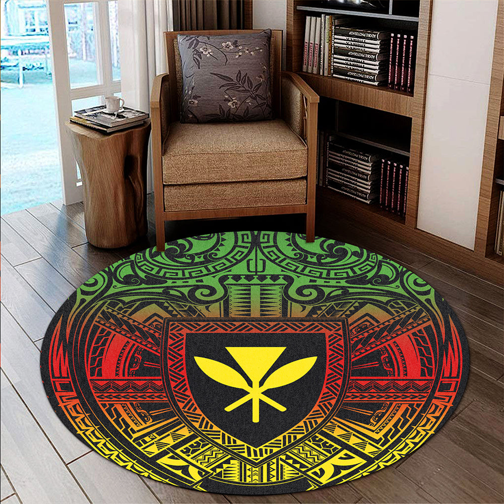Hawaii Round Rug Kanaka Maoli Center Polynesian
