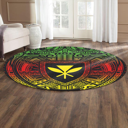 Hawaii Round Rug Kanaka Maoli Center Polynesian