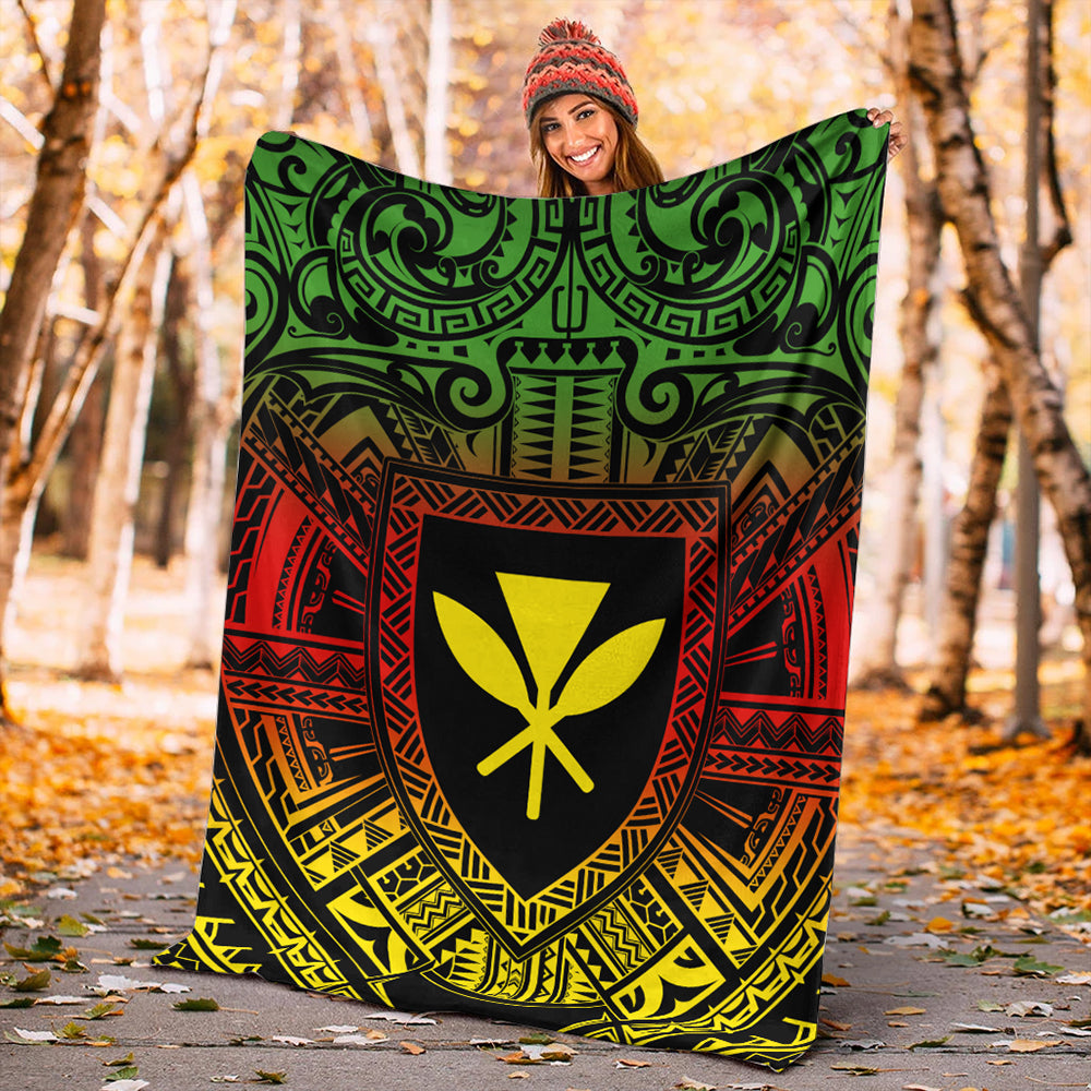 Hawaii Premium Blanket Kakau Honu Arc Polynesian Turquoise