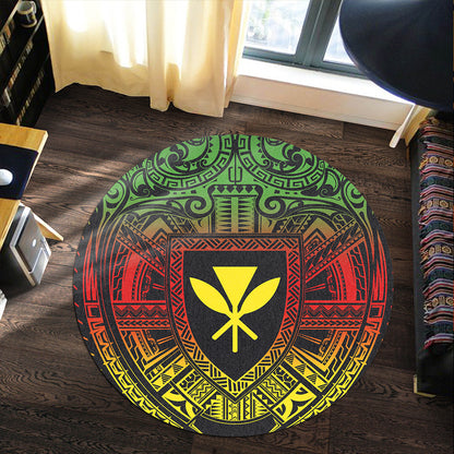 Hawaii Round Rug Kanaka Maoli Center Polynesian