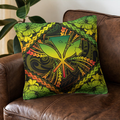Hawaii Pillow Cover Kanaka Maoli Map Hibiscus Polynesian Kanu