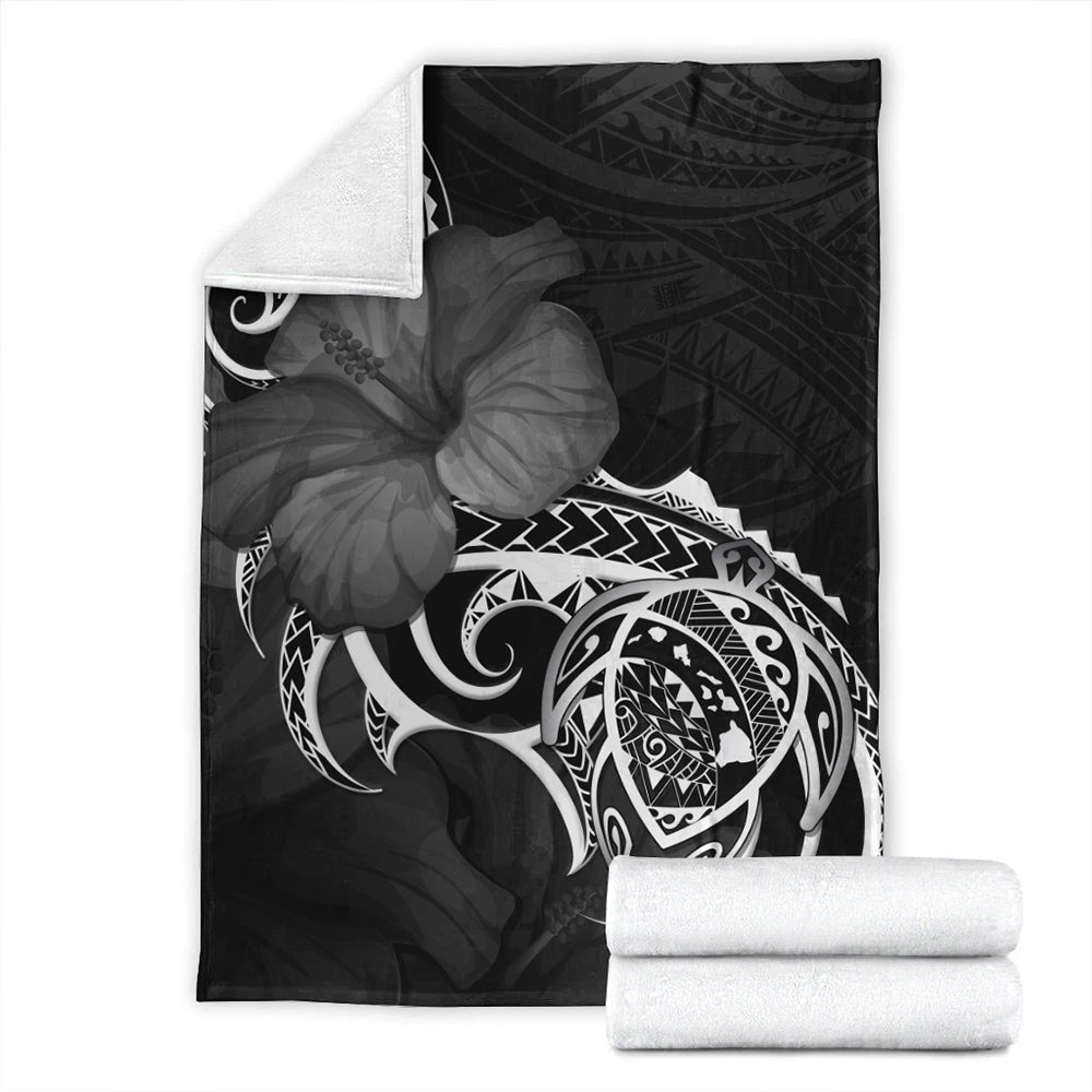 Hawaii Premium Blanket Map Turtle Hibiscus Polynesian Divise