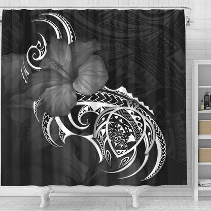 Hawaii Shower Curtain Map Turtle Hibiscus Polynesian Divise