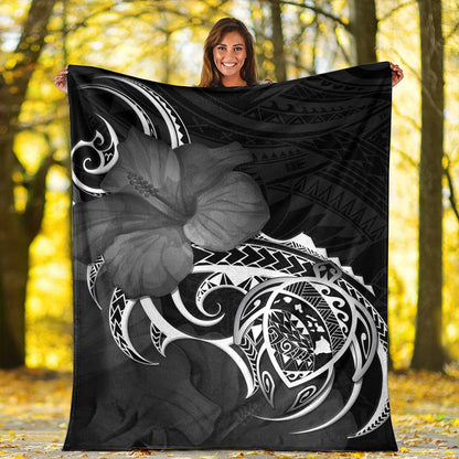 Hawaii Premium Blanket Map Turtle Hibiscus Polynesian Divise