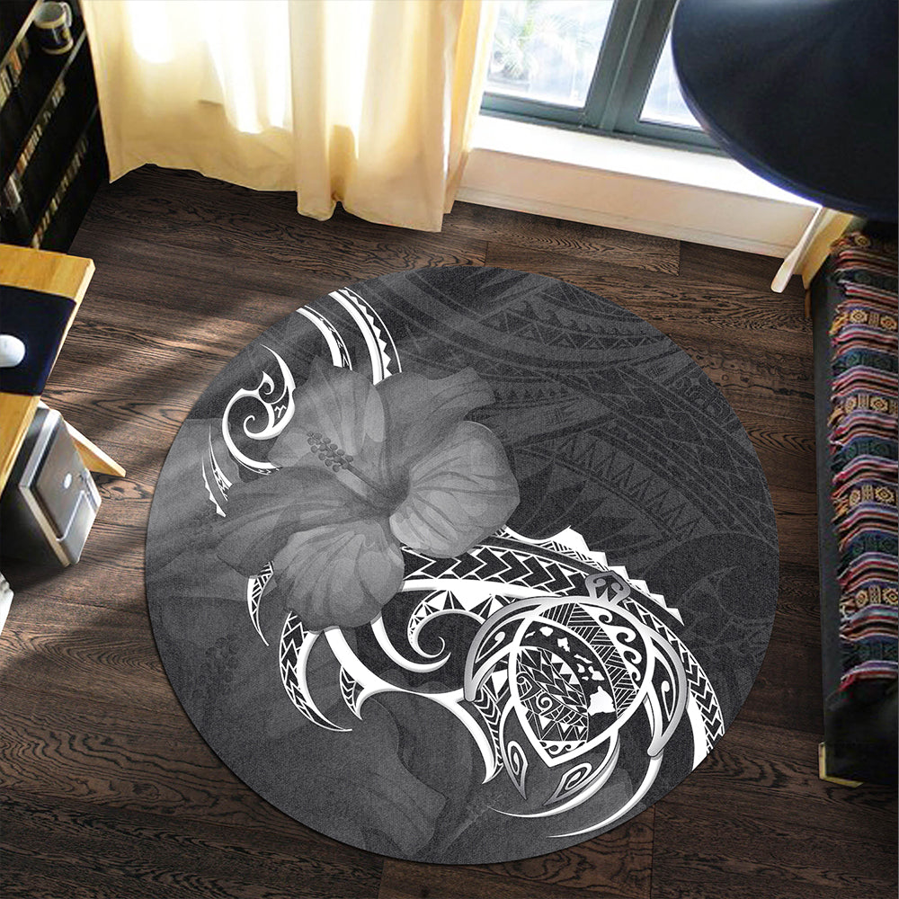Hawaii Round Rug Map Turtle Hibiscus Polynesian Divise