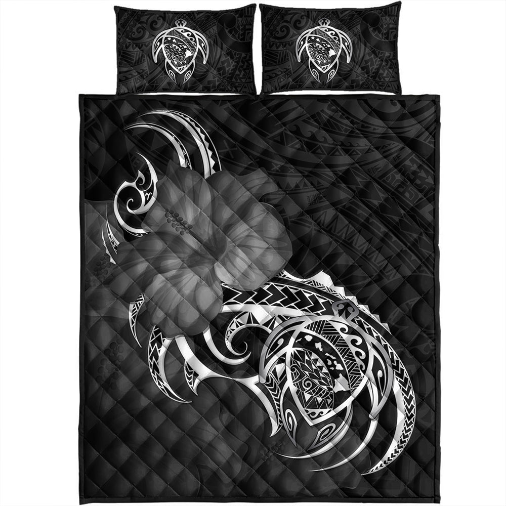 Hawaii Quilt Bed Set Map Turtle Hibiscus Polynesian Divise