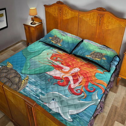 Hawaii Quilt Bed Set Mermaid And Animal