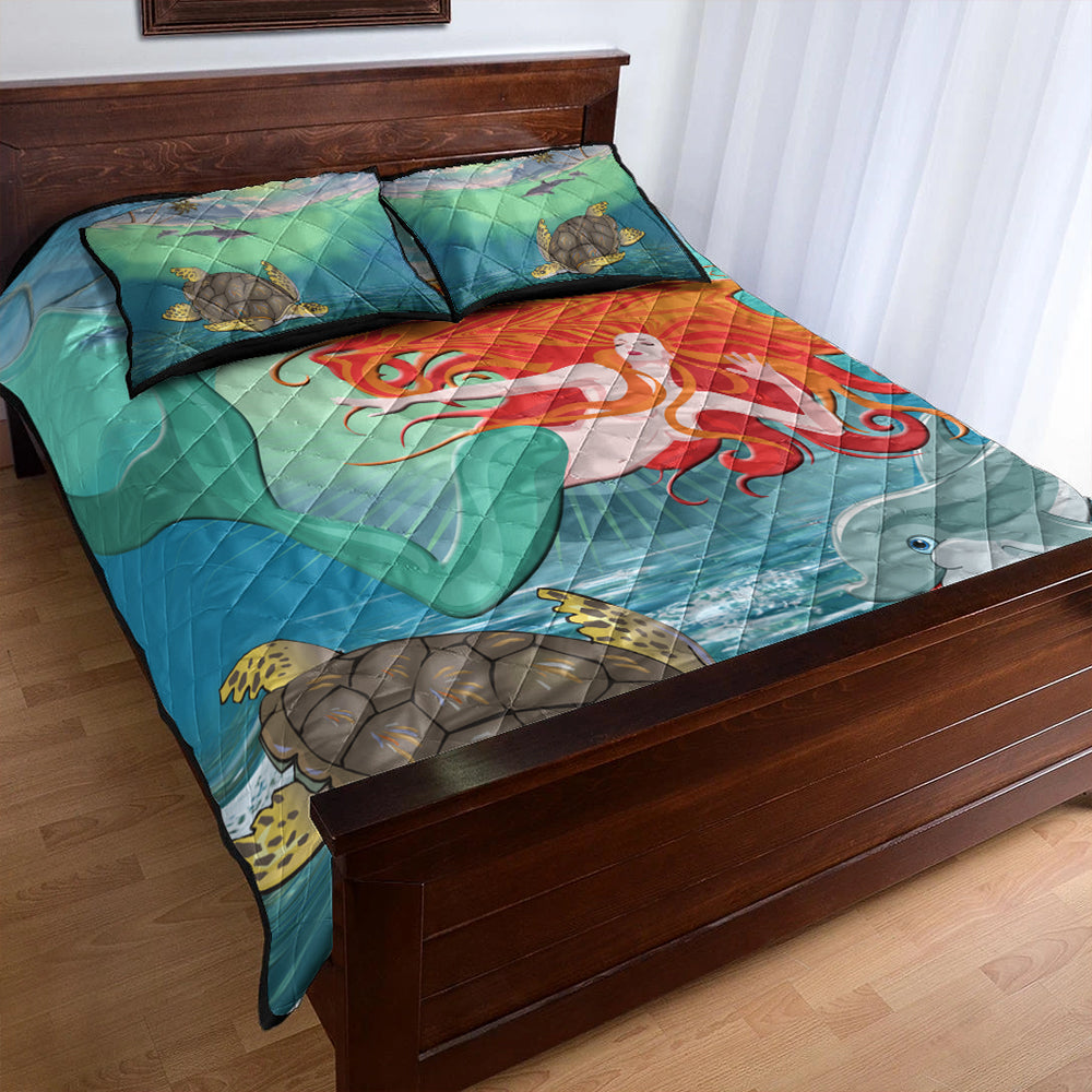 Hawaii Quilt Bed Set Mermaid And Animal