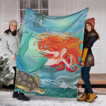 Hawaii Premium Blanket Mermaid And Animal