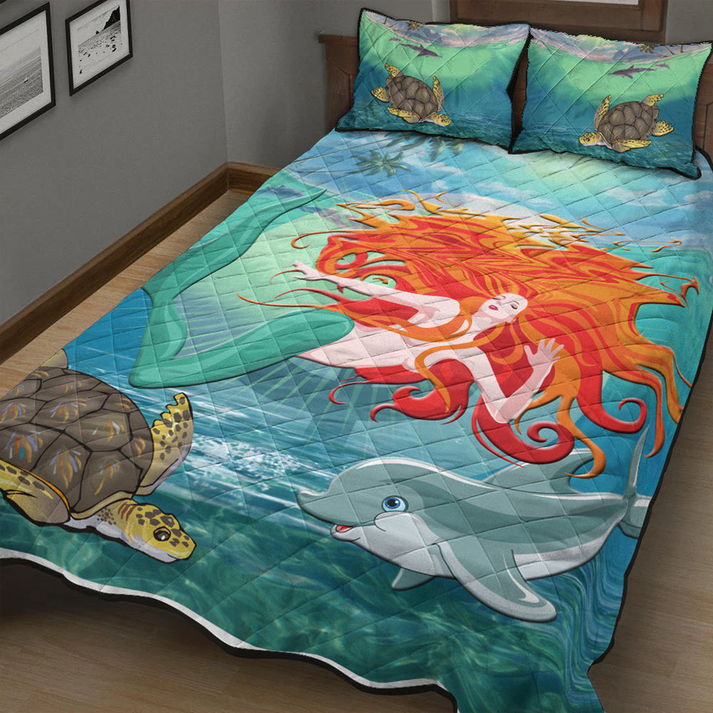 Hawaii Quilt Bed Set Mermaid And Animal