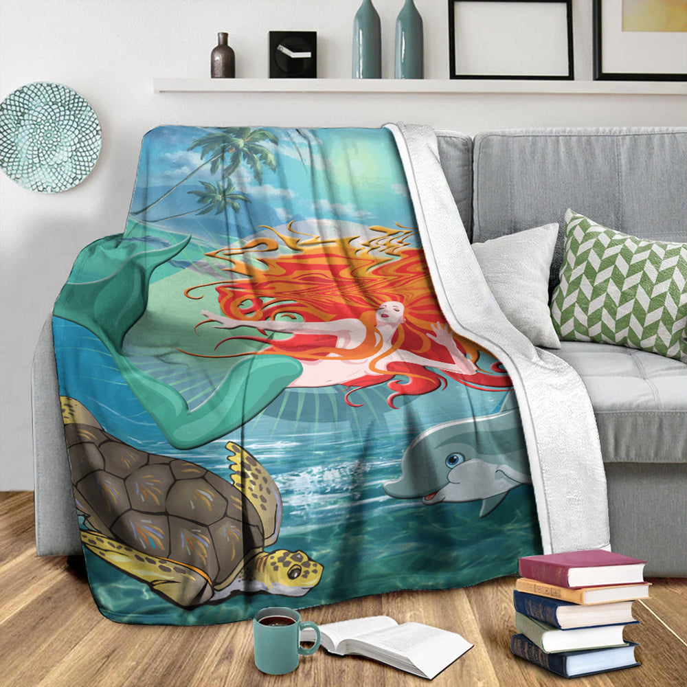 Hawaii Premium Blanket Mermaid And Animal