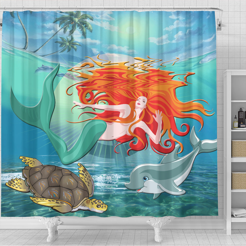 Hawaii Shower Curtain Mermaid And Animal