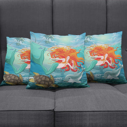 Hawaii Pillow Cover Mermaid And Animal