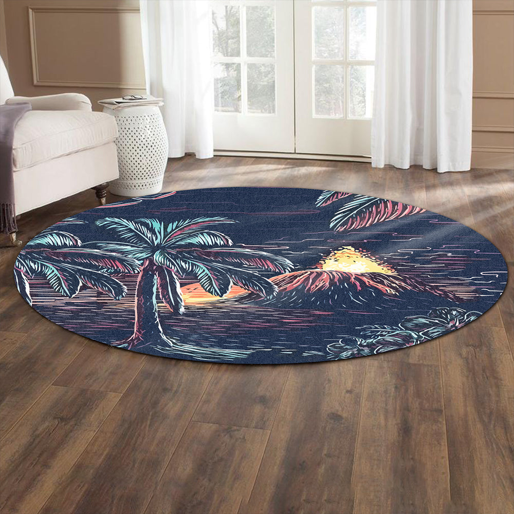 Hawaii Round Rug Night On The Land