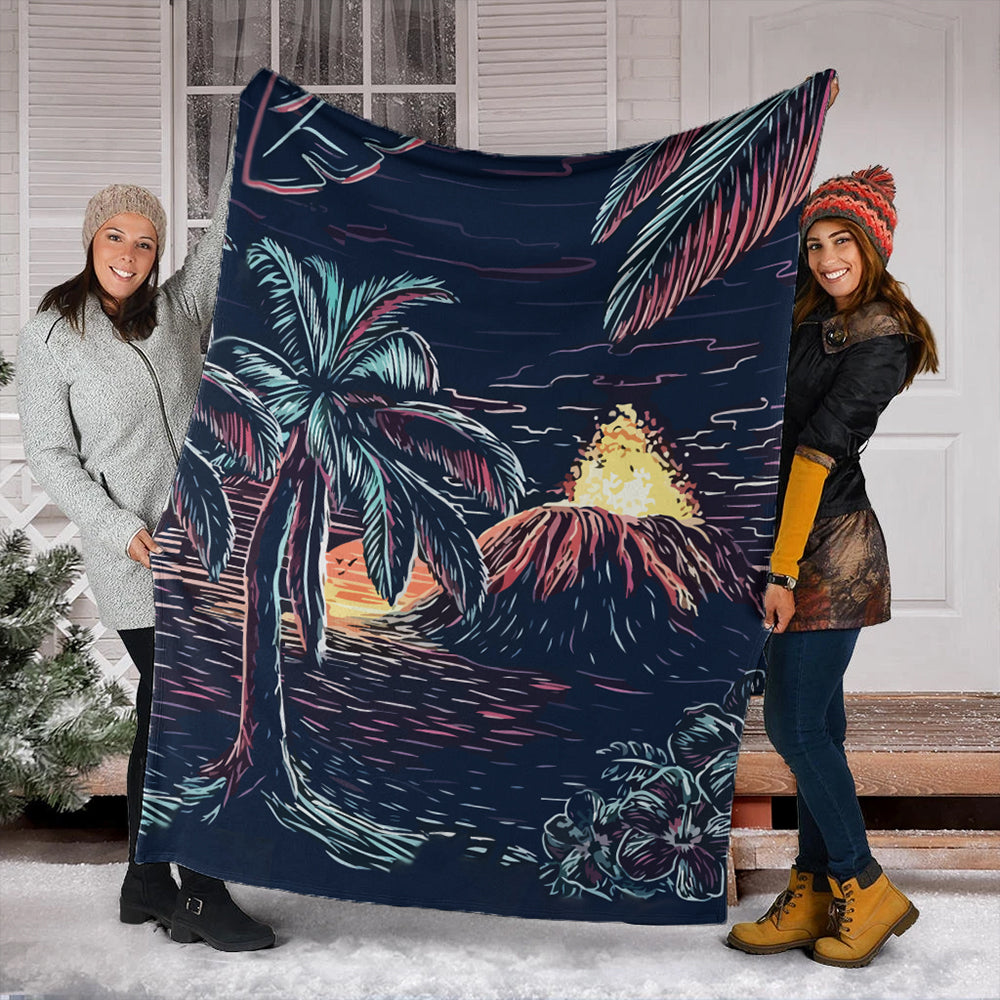 Hawaii Premium Blanket Night On The Land