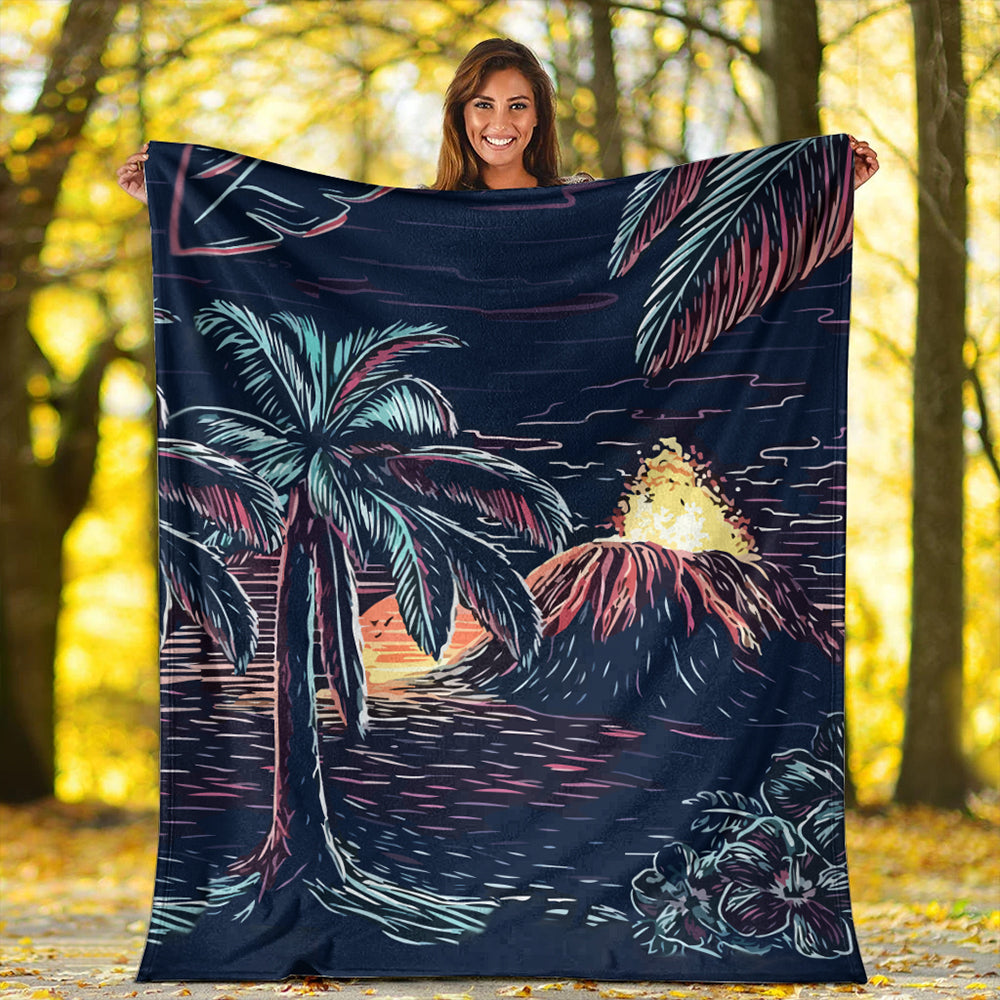 Hawaii Premium Blanket Night On The Land