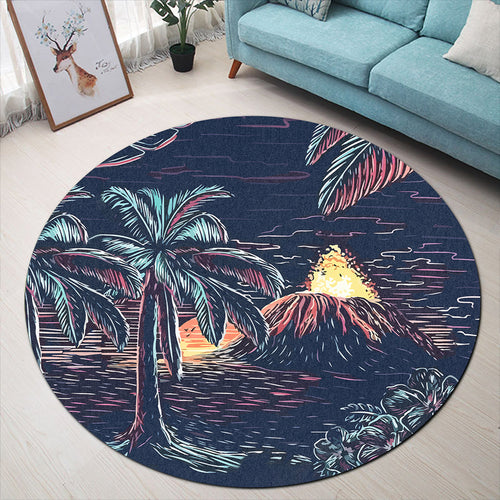 Hawaii Round Rug Night On The Land