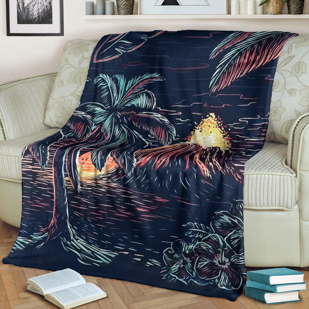 Hawaii Premium Blanket Night On The Land