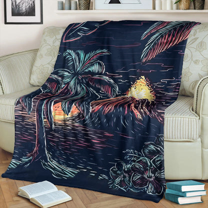 Hawaii Premium Blanket Night On The Land
