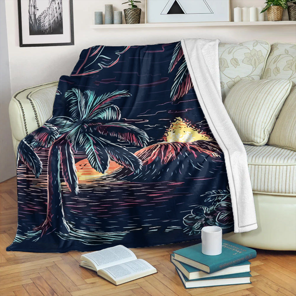 Hawaii Premium Blanket Night On The Land