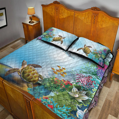 Hawaii Quilt Bed Set Ocean Cartoon