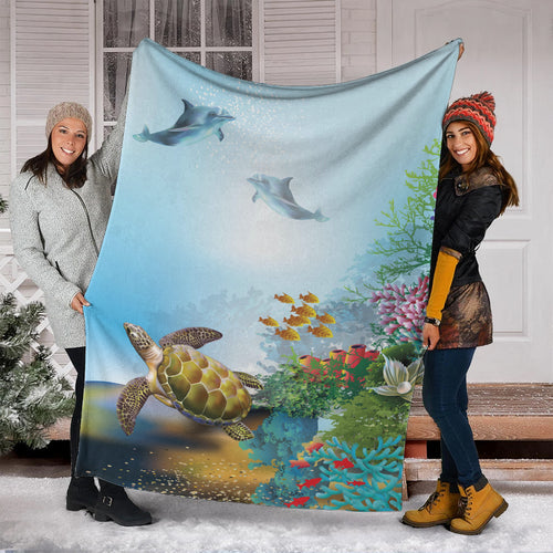 Hawaii Premium Blanket Ocean Cartoon