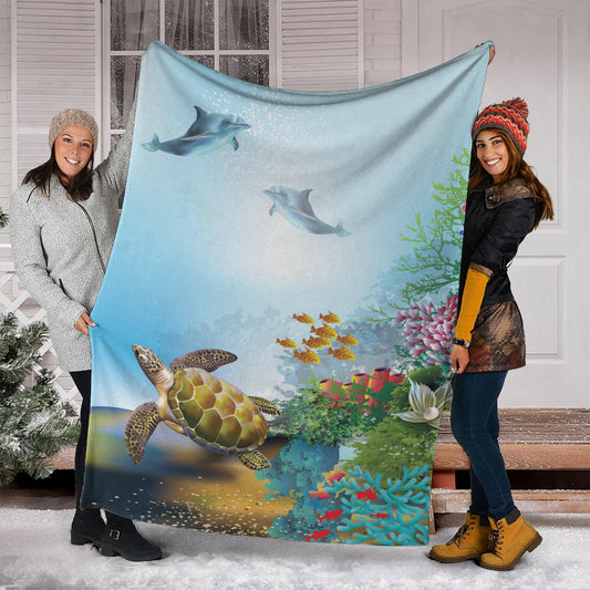 Hawaii Premium Blanket Ocean Cartoon