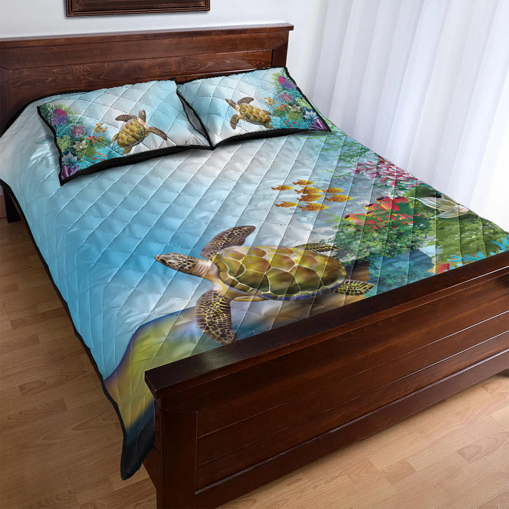 Hawaii Quilt Bed Set Ocean Cartoon