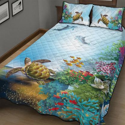 Hawaii Quilt Bed Set Ocean Cartoon