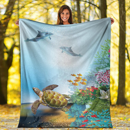 Hawaii Premium Blanket Ocean Cartoon