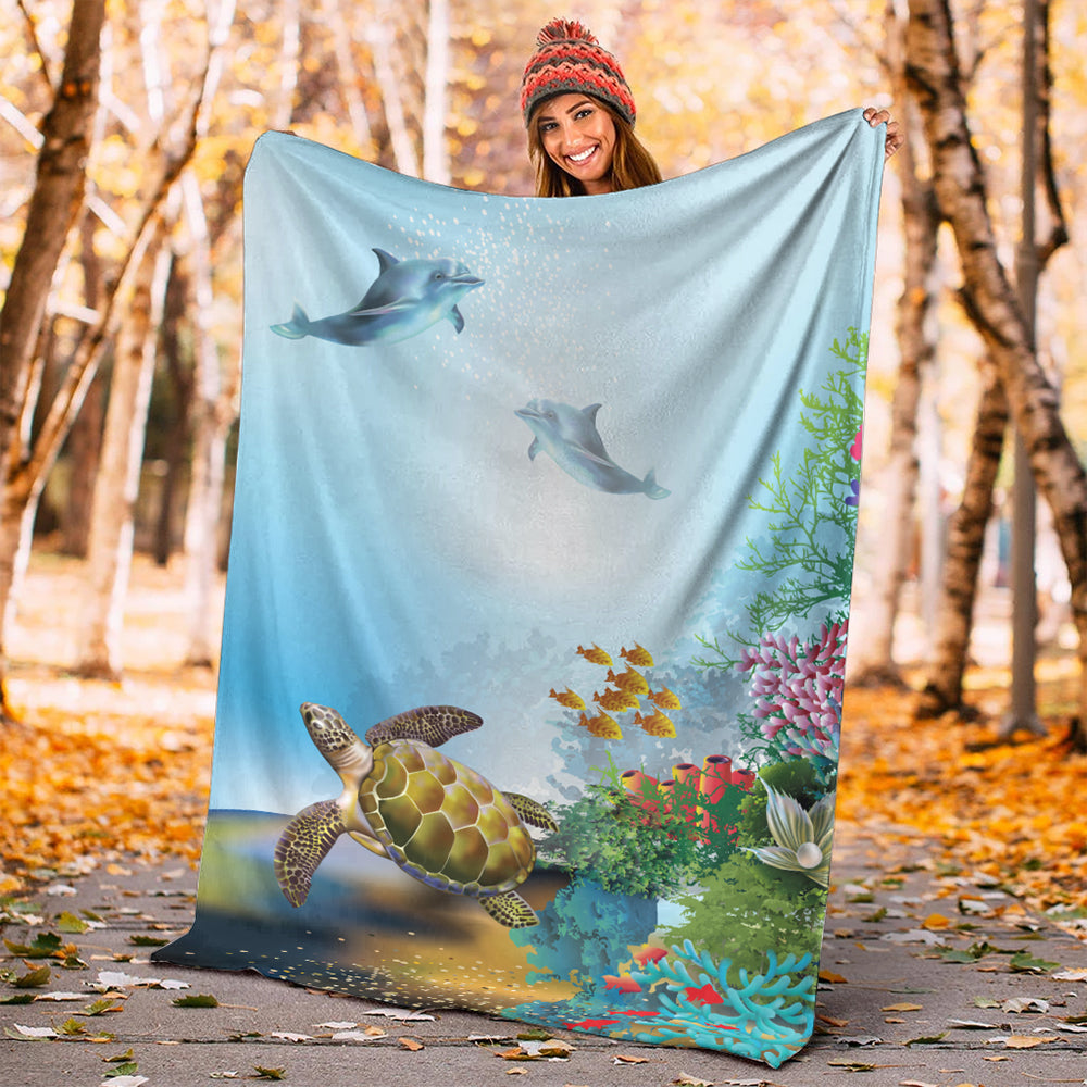Hawaii Premium Blanket Ocean Cartoon
