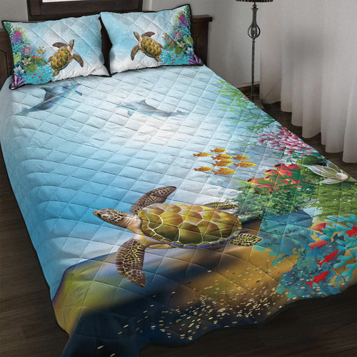 Hawaii Quilt Bed Set Ocean Cartoon