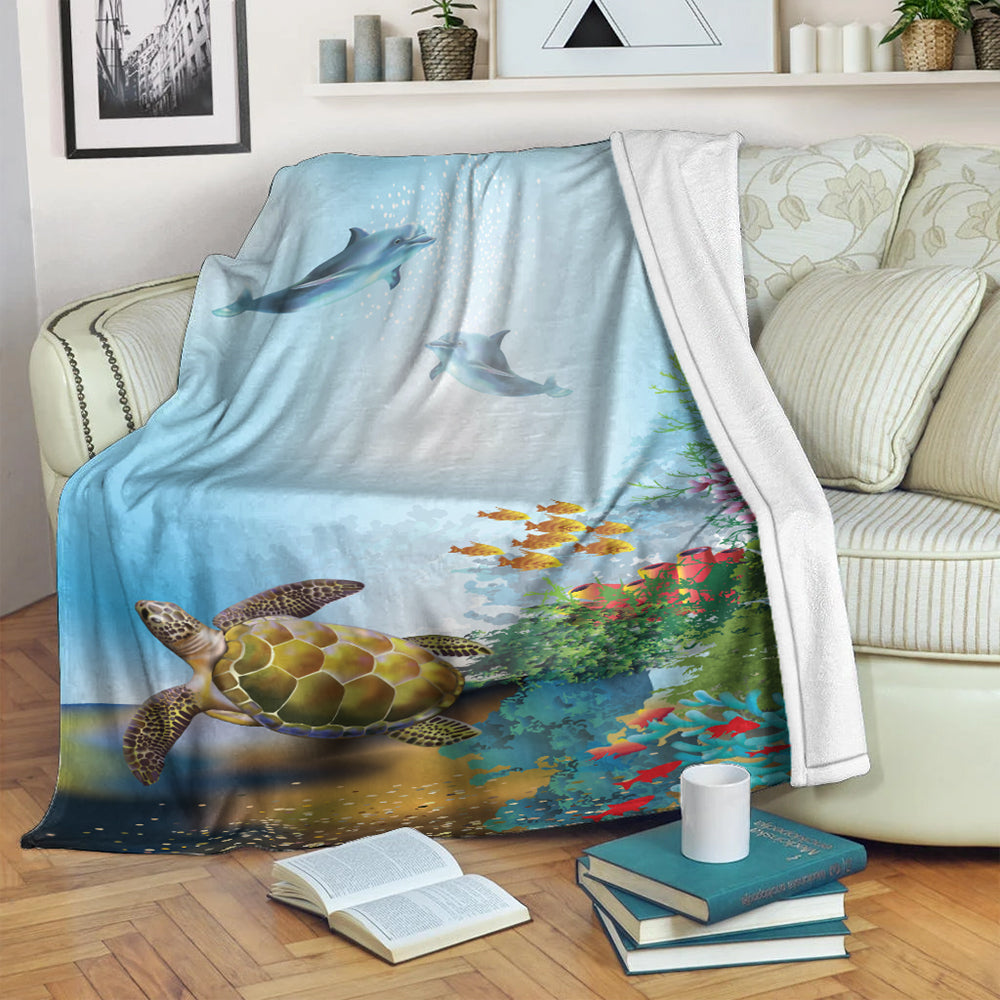 Hawaii Premium Blanket Ocean Cartoon