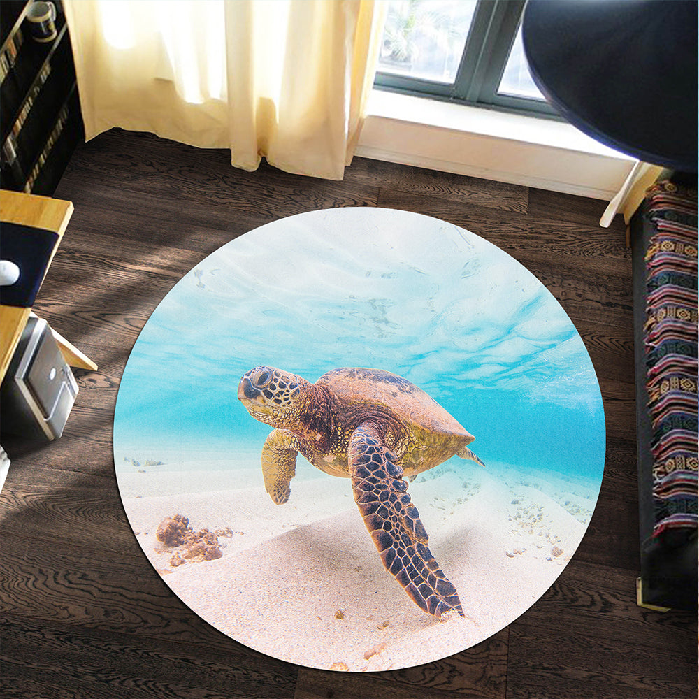 Hawaii Round Rug Ocean Picture