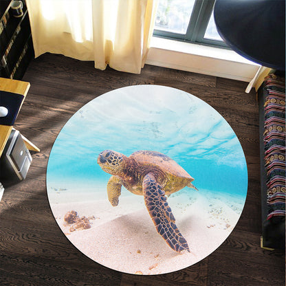 Hawaii Round Rug Ocean Picture