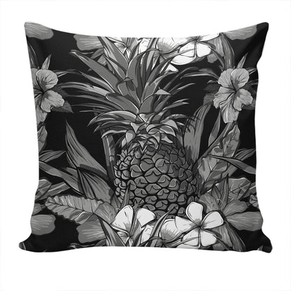 Hawaii Pillow Cover Pineapple Hibiscus Black And White