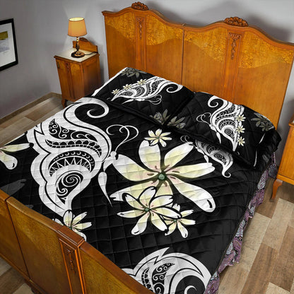 Hawaii Quilt Bed Set Plumeria Butterfly