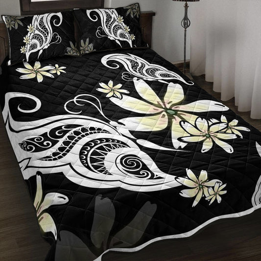 Hawaii Quilt Bed Set Plumeria Butterfly