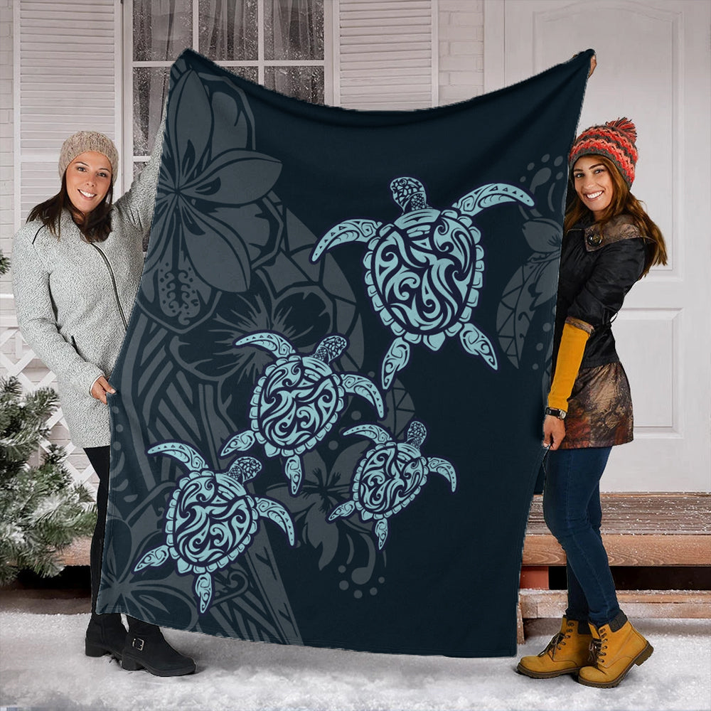 Hawaii Premium Blanket Plumeria Polynesian Deep Sea Turtle