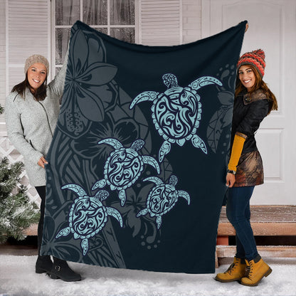 Hawaii Premium Blanket Plumeria Polynesian Deep Sea Turtle